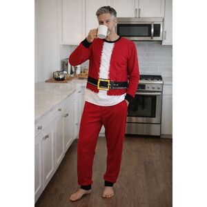 PJ Place Mens Santa Claus Christmas‎ Pajama Set Red Large 2 Piece PJ Set